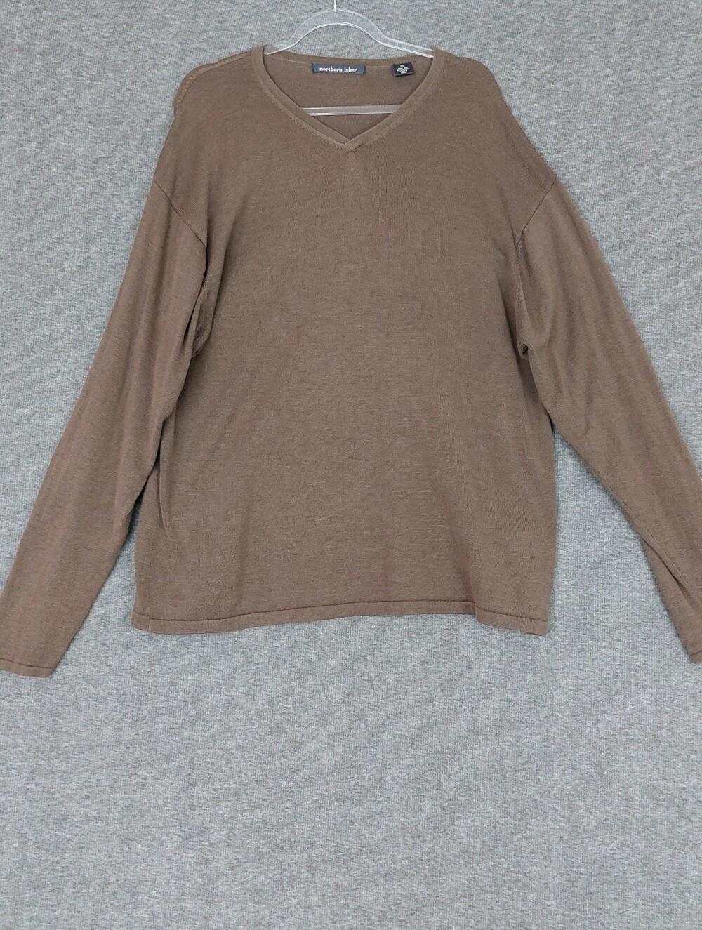 NORTHERN ISLES MENS BROWN SILK BLEND VNECK LONG SLEEVE PULLOVER SWEATER XXL